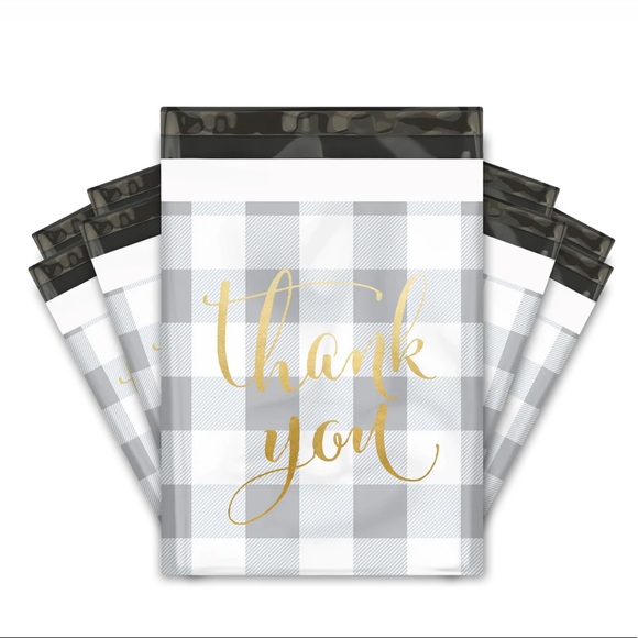 POSHER FAV! 20 Grey & white plaid poly bags - Picture 2 of 3